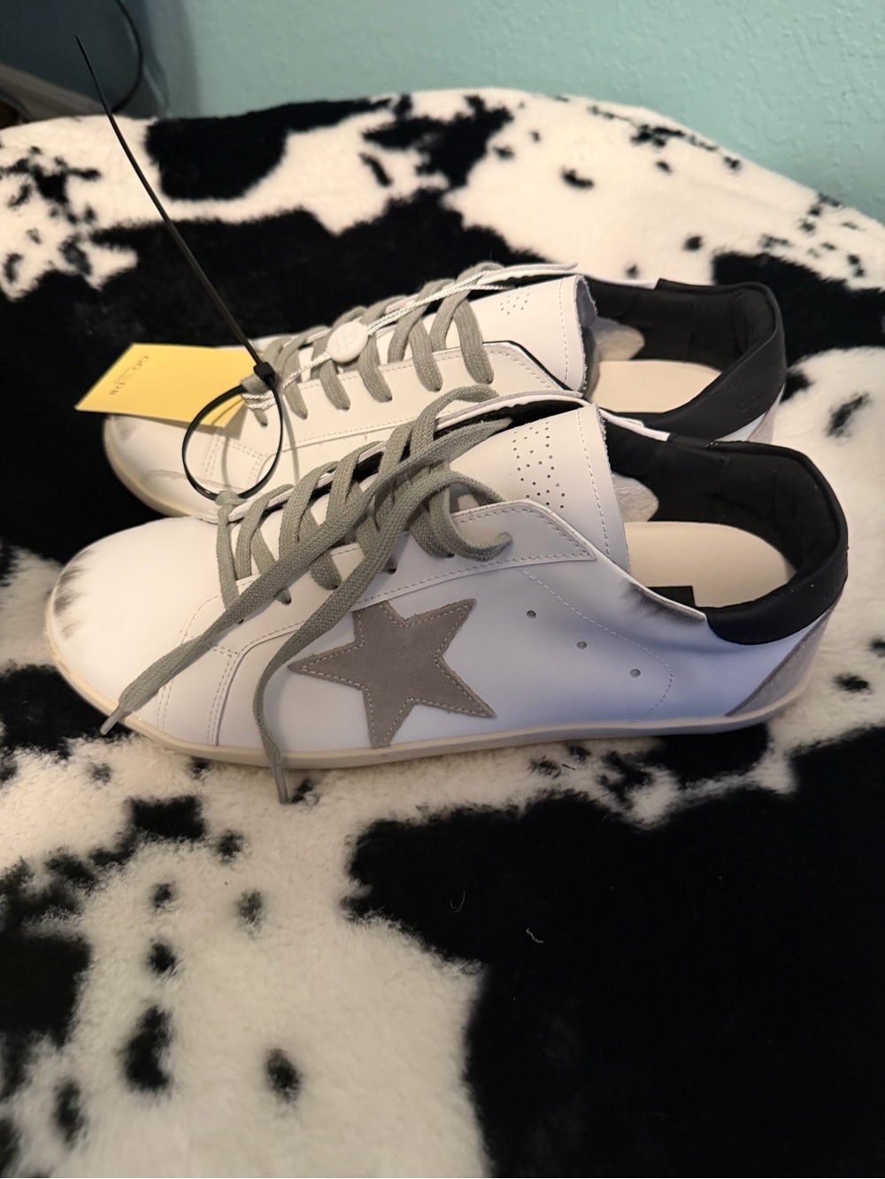 Golden Goose White Sneakers with Black Heel Collar